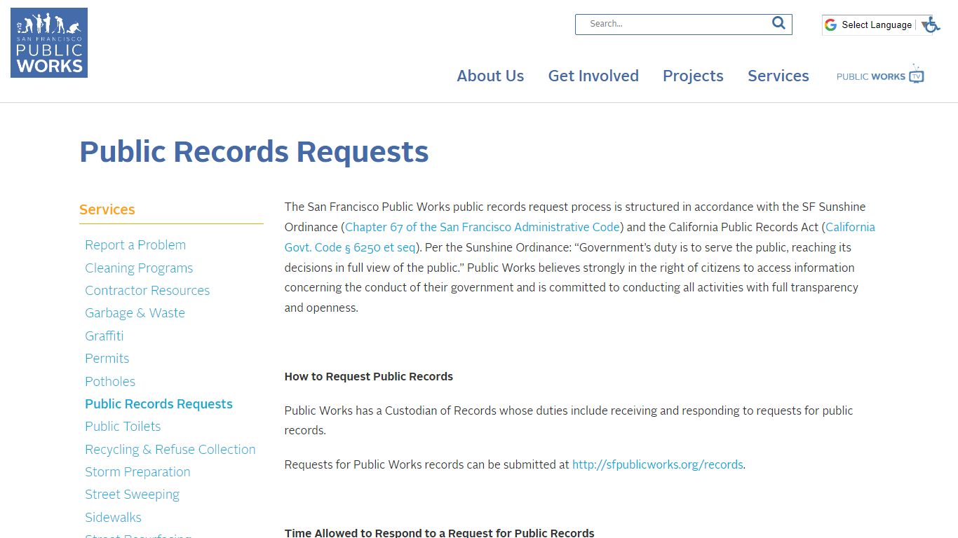 Public Records Requests | Public Works