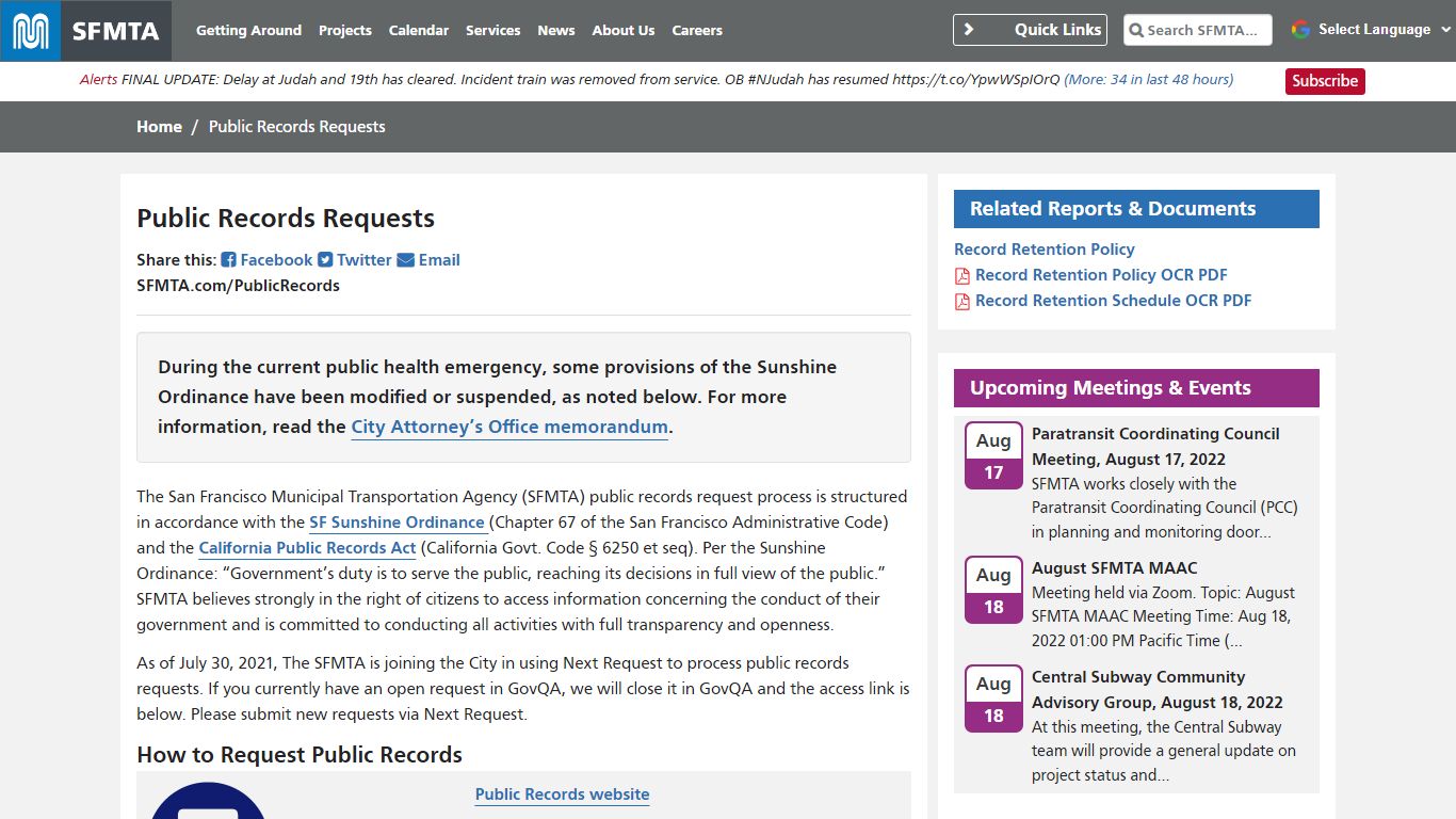 Public Records Requests | SFMTA